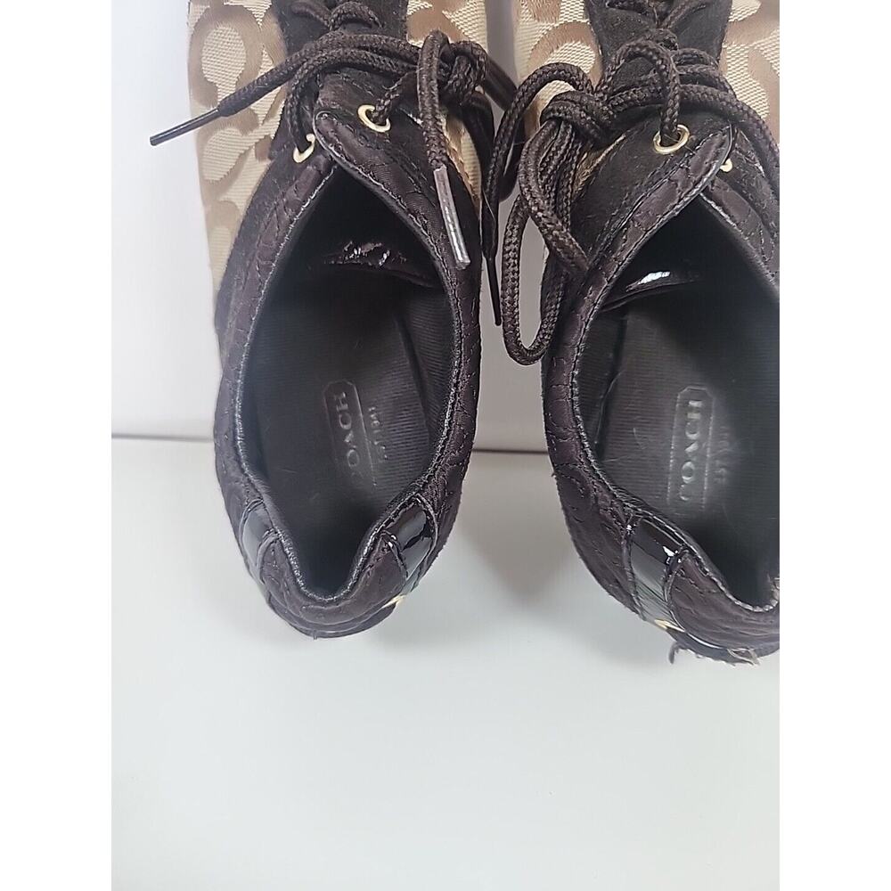 Coach Women's Kelbie Shoes Size 7M Brown Signature Lace Up Sneakers Casual 7M - Picture 5 of 10